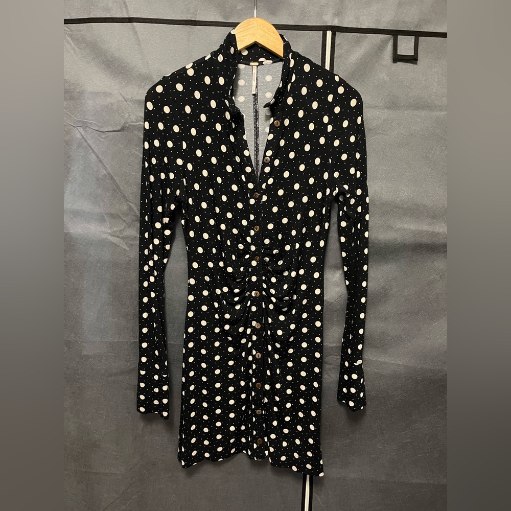 Free People Polka Dot Button-Up Dress